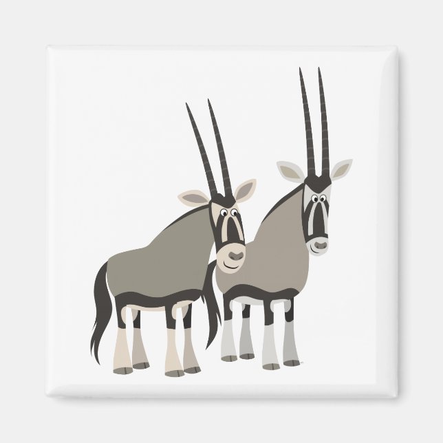 Aimant Paire mignonne de l'aimant des oryxes de dessin an (Devant)