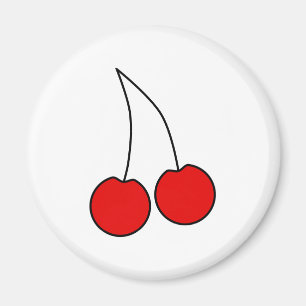 Aimant Paires de cerises rouges. Contour noir