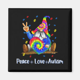 Aimant Paix Amour Autisme Gnome Autisme Tie Dye Autisme A