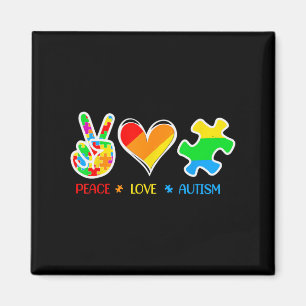 Aimant Paix Amour Autisme Puzzle Pièces Ruban Autisme Awa