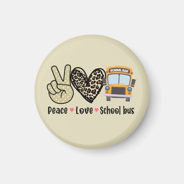 Aimant Paix, Amour, Bus scolaire (Devant)