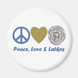 Aimant Paix, amour et Latkes Hanoukka Tee - shirts et cad