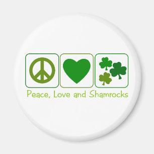 Aimant Paix, amour et shamrocks