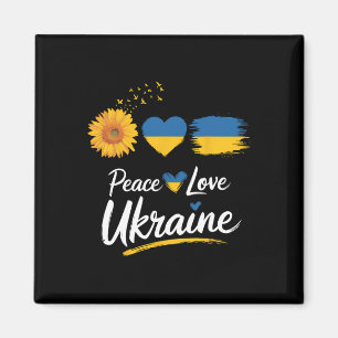 Aimant Paix Amour Ukraine Tournesol Drapeau Debout Avec U