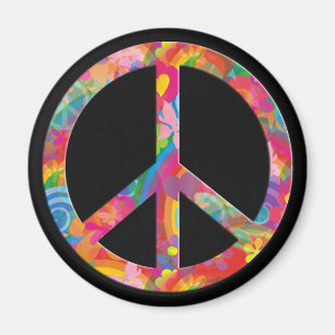 Aimant Paix de l'énergie des fleurs   noir