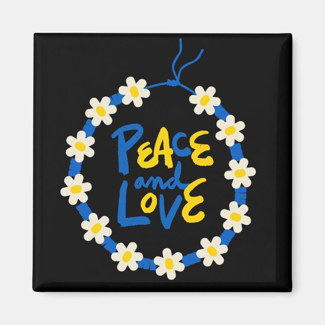 Aimant Paix et amour Ukraine Fleur Wreath (Devant)