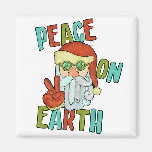 Aimant Paix sur Terre Hippie Père Noël