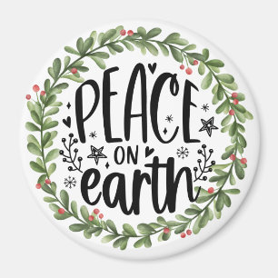 Aimant Paix sur Terre Watercolor Wreath