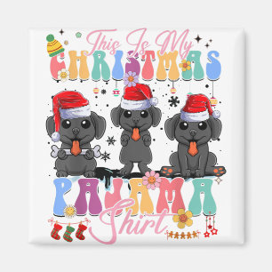 Aimant Pajama de Noël Black Labrador Père Noël Funny Matc