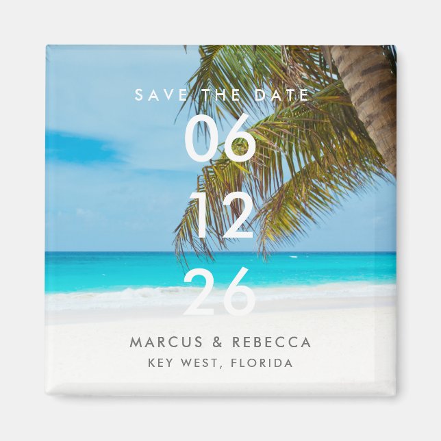 Aimant Palm Tree Florida Beach Wedding Enregistrer la dat (Devant)