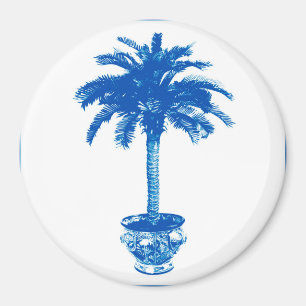 Aimant Palmier pointilleux - bleu cobalt et blanc