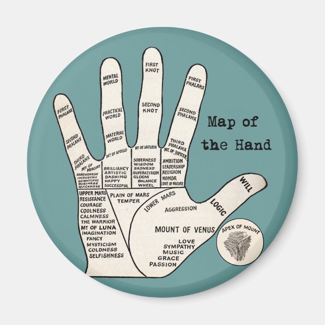 Aimant Palmier vintage lecture fortune misère (Devant)