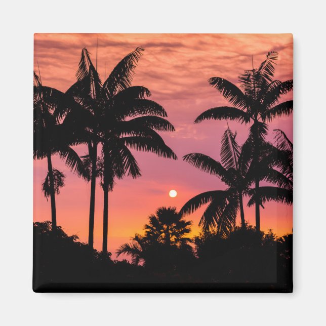 Aimant Palmiers en silhouette, Hawaii (Devant)