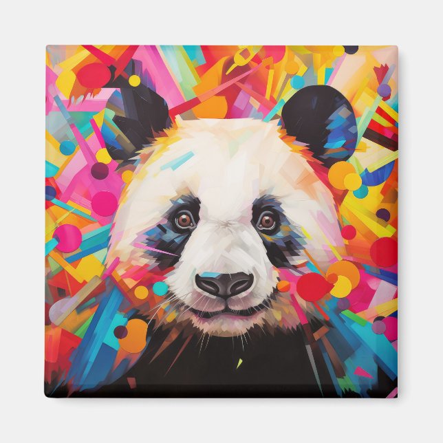 Aimant Panda Animal Portrait Peinture colorée (Devant)
