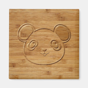 Aimant Panda Bear Carved Bamboo Print