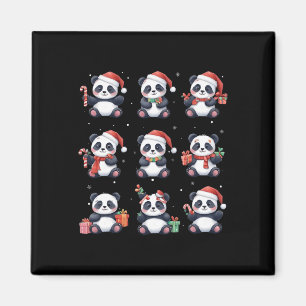 Aimant Panda Bear Noël Père Noël Chapeau drôle Amoureux d