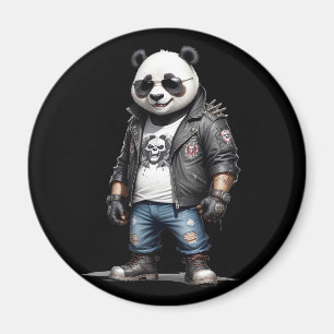 Aimant Panda Biker Rebel Veste en cuir Style Cool urbain