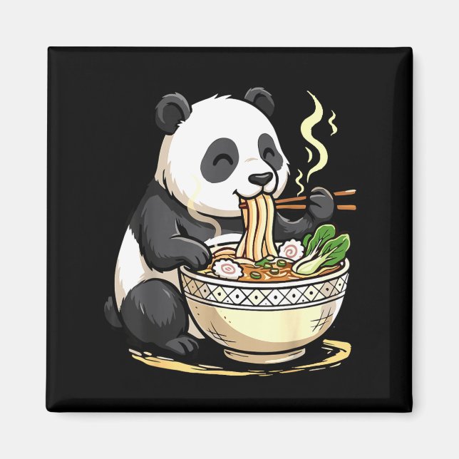 Aimant Panda Eating Funny Ramen Noodles  (Devant)