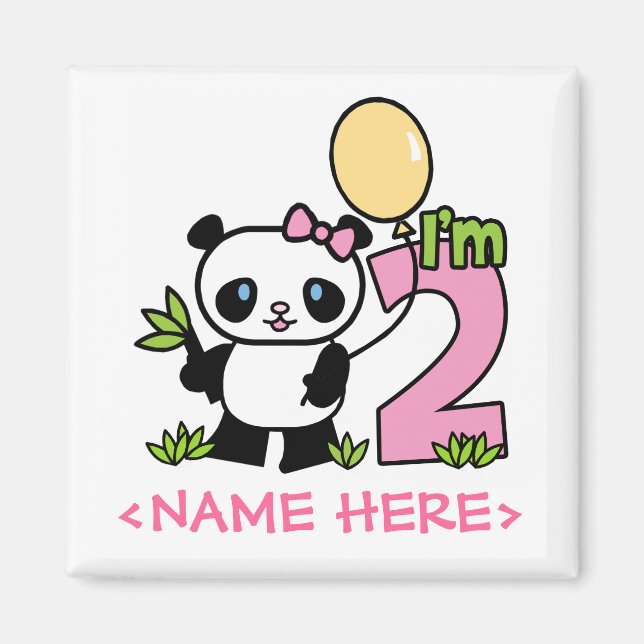 Aimant Panda Girl 2e anniversaire (Devant)