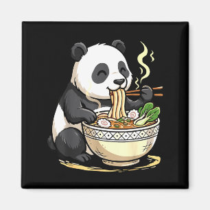 Aimant Panda mangeant des nouilles Ramen drôles