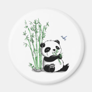 Aimant Panda mangeant du bambou