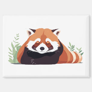 Aimant Panda Rouge Adorable Mignonne Animal Dormir Relaxa