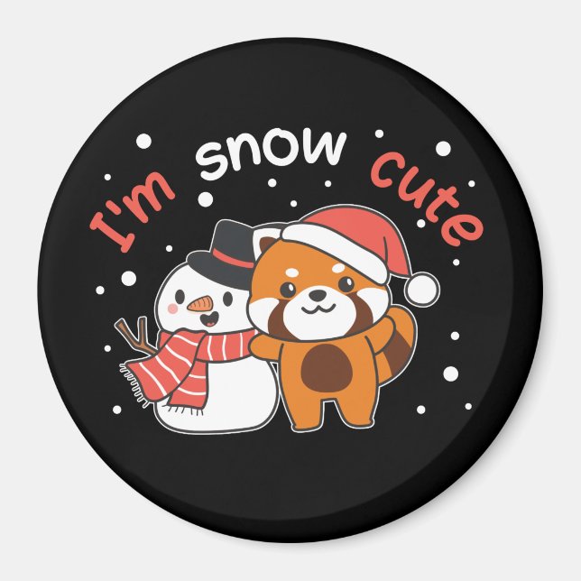 Aimant Panda rouge Je suis Snow mignon Snowman Pun magnét (Devant)