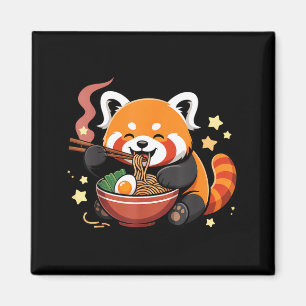 Aimant Panda roux mangeant des nouilles Ramen