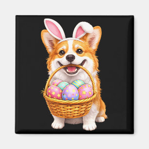 Aimant Panier de lapin de Pâques corgi chien oeufs de Pâq