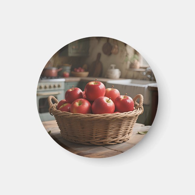 Aimant Panier de pommes rouges (Devant)
