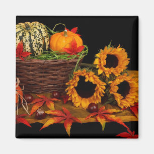 Aimant Panier floral de citrouille d'automne