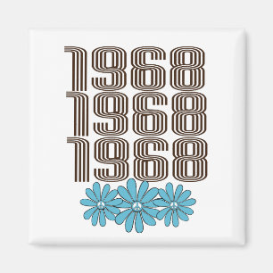 Aimant Panneau de Paix 1968 Aqua Hippie Flower Power