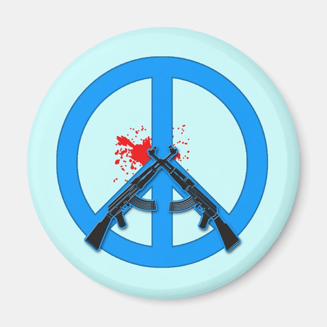Aimant Panneau de paix avec AK-47 et sang (Devant)