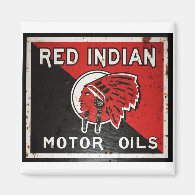 Aimant Panneau Red Indian Motor Oil rouillé vers. (Devant)