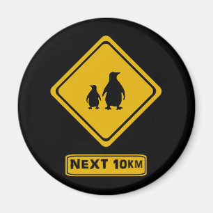 Aimant panneau routier des pingouins
