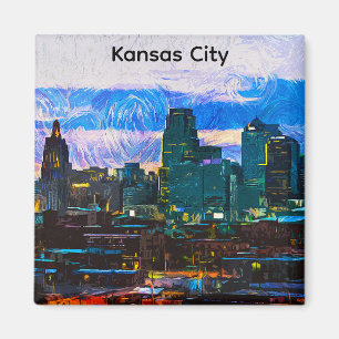 Aimant Panorama de peinture à l'huile de Kansas City View