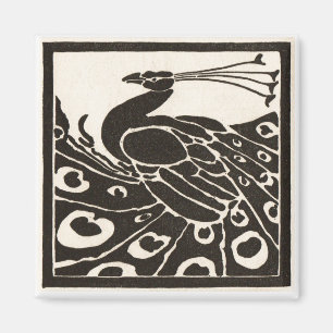 AIMANT PAON ÉLÉGANT NOIR BLANC