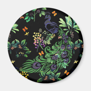 Aimant Paon Orné et Floral Vintage