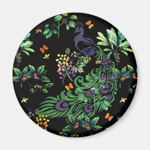 Aimant Paon Orné et Floral Vintage