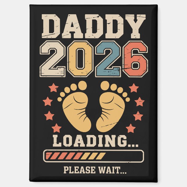 Aimant Papa 2026 Annonce de bébé en route Papa futur papa (Recto)