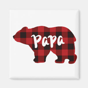 Aimant Papa Bear - carreau de buffle rouge et noir