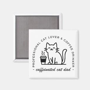Aimant Papa de chat et amateurs de café hipster