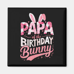 Aimant Papa de la famille de lapins d'anniversaire tenue
