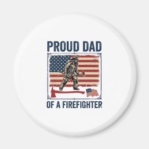 Aimant Papa fier d'un pompier drapeau vintage Vector_1