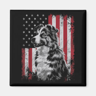 Aimant Papa Maman Chien Border Collie Amérique 4 juillet