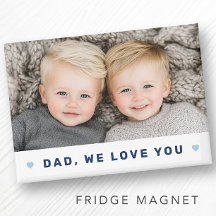 Aimant Papa nous t'aimons coeur photo fête des pères bleu