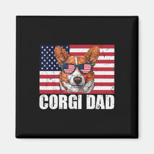Aimant Papa Pembroke Welsh Corgi Drapeau américain Amateu