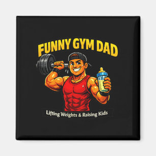 Aimant Papa salle de sport drôle soulève des poids élève