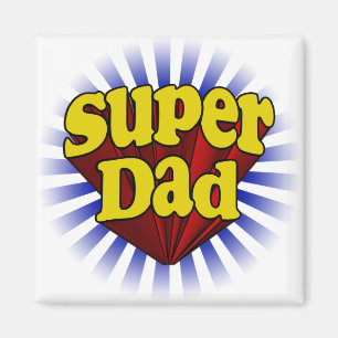 Aimant Papa superbe, super héros rouge/jaune/bleu