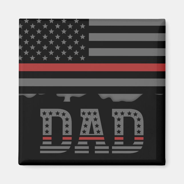 Aimant Papa Thin Red Line Pompier papa Cadeaux (Devant)